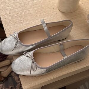 Loeffler Randall Metallic Silver Flats